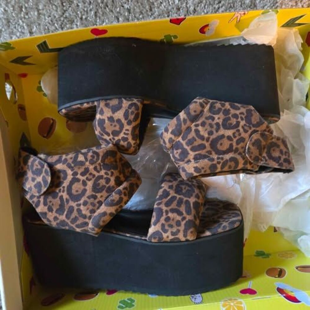 Cheetah platform sandals
